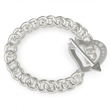Biżuteria Guess damska bransoletka srebrna serce strzała UBB79093-S