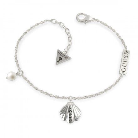 Biżuteria Guess damska bransoletka srebrna muszelka perła UBB79098-L