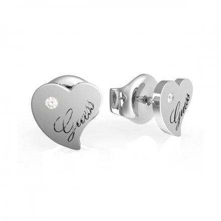 Srebrne kolczyki serca GUESS QUEEN OF HEART UBE79015