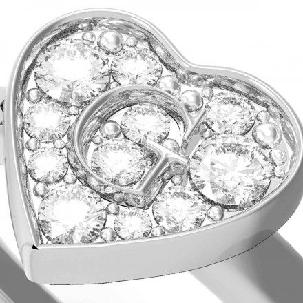 Srebrny pierścionek Guess serce kryształki UBR79028-50