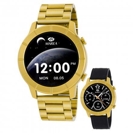 Złoty Smartwatch Marea B58003-5 bransoletka + pasek Puls Kroki Ciśnienie Tlen Kalorie