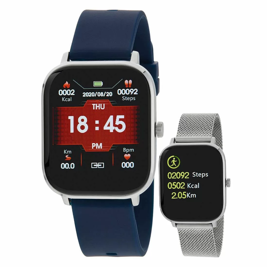 Smartwatch Marea B58006-6 srebrna bransoletka granatowy pasek