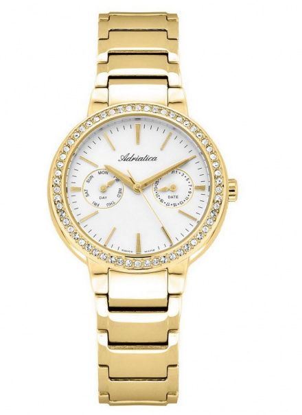 Zegarek Damski Adriatica na bransolecie A3422.1113QFZ - Multifunction Swarovski Swiss Made