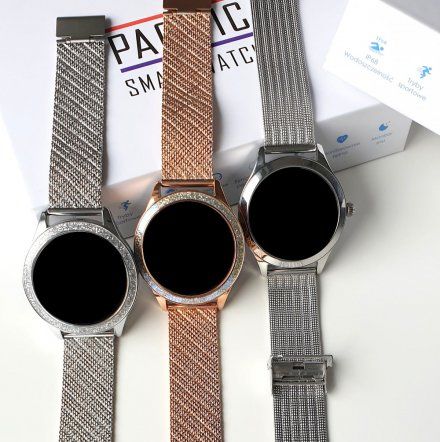 Różowozłoty smartwatch damski kryształki z bransoletką Pacific 07-X