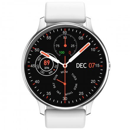 Smartwatch Pacific 09 Biały + Czarny Pasek | Kroki Kalorie Puls Sport Sen
