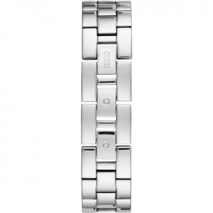 Srebrny zegarek damski Guess Aurora z półsztywną bransoletką z brokatem W1288L1
