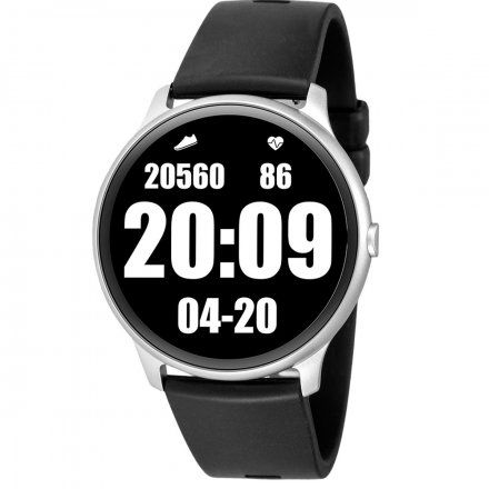 Srebrny smartwatch męski damski Rubicon z czarnym paskiem RNCE61 SMARUB038