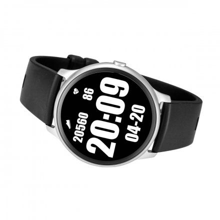 Srebrny smartwatch męski damski Rubicon z czarnym paskiem RNCE61 SMARUB038