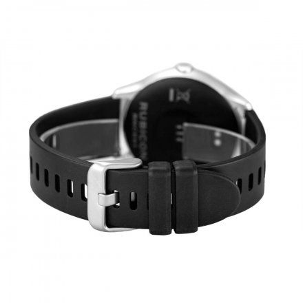 Srebrny smartwatch męski damski Rubicon z czarnym paskiem RNCE61SIBX05AX