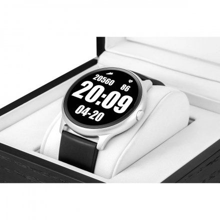 Srebrny smartwatch męski damski Rubicon z czarnym paskiem RNCE61SIBX05AX