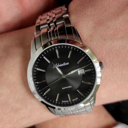 Klasyczny męski szwajcarski zegarek Adriatica na bransolecie z szafirowym szkłem A8306.5114Q
