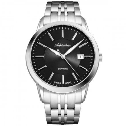 Klasyczny męski szwajcarski zegarek Adriatica na bransolecie z szafirowym szkłem A8306.5114Q