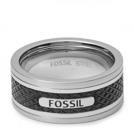 Srebrno-czarny pierścionek męski Fossil obrączka r. 22 JF00888040