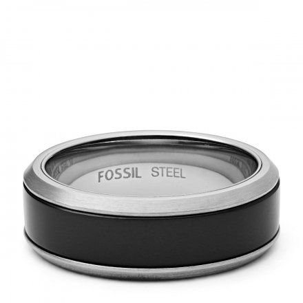 FOSSIL srebrno-czarny pierścionek męski obrączka JF02928040 r. 22