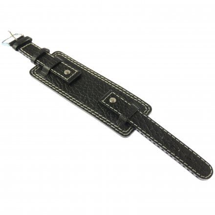 Pasek do zegarka Vostok Europe Pasek z podkładką VE - 18 mm czarny z białym przeszyciem