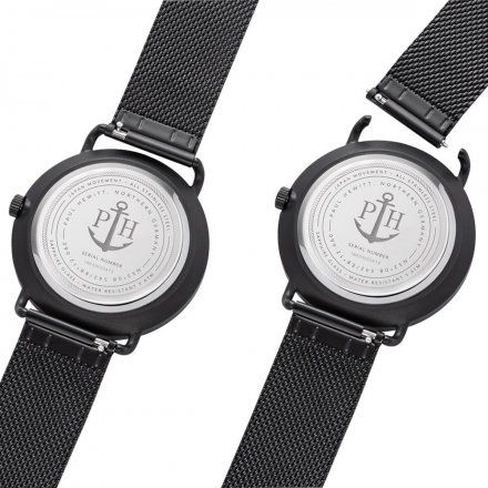 Czarny zegarek z bransoletką siateczkową i szafirowym szkłem Paul Hewitt Breakwater