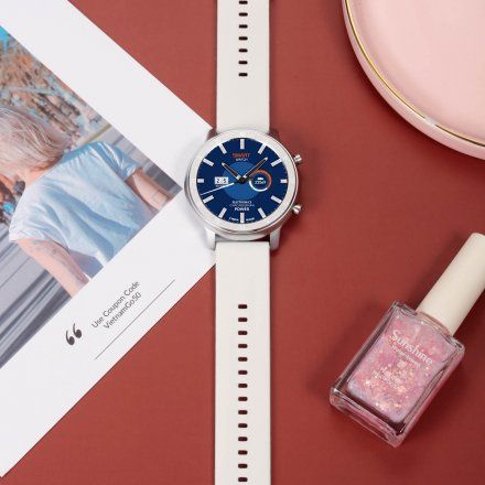 Smartwatch Pacific 17-1 + biały pasek | Puls Ciśnienie Kalorie Kroki Tlen