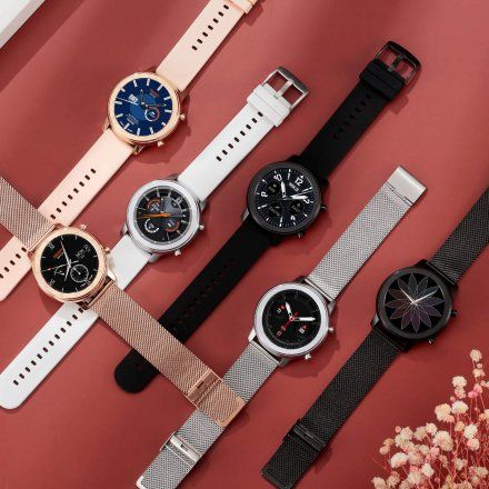 Smartwatch Pacific 17-1 + biały pasek | Puls Ciśnienie Kalorie Kroki Tlen