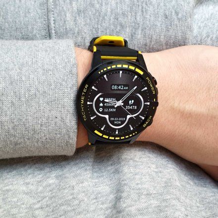 Smartwatch z funkcją rozmowy Pacific 12-3 Żółty GPS Puls Kompas Kroki