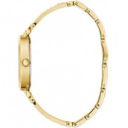 Złoty zegarek damski Guess Aurora z półsztywną bransoletką z brokatem W1288L2