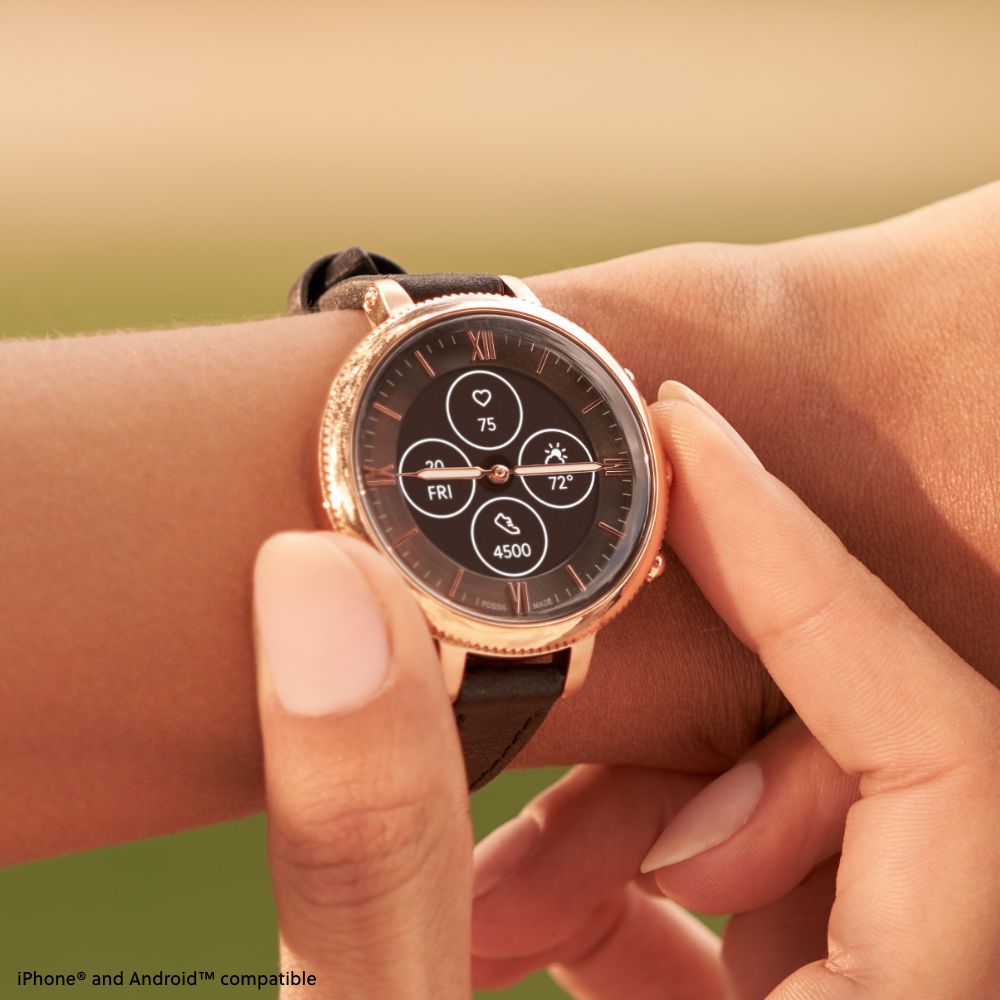 FOSSIL MONROE HR FTW7035 稼動品 Monroe Hybrid HR Black Leather Smartwatch – Fossil Malaysia