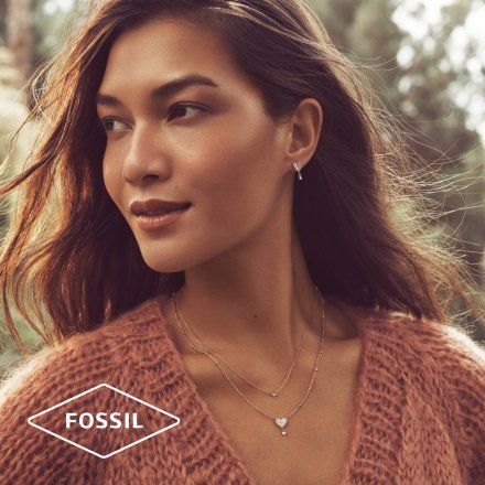 Delikatne kolczyki Fossil różowe złoto serce JF03646791