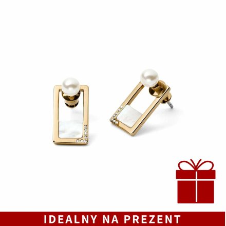 Złote geometryczne kolczyki Skagen z kryształami SKJ1426998