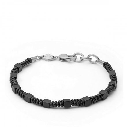Czarna męska bransoletka Fossil skóra koraliki JF03632040