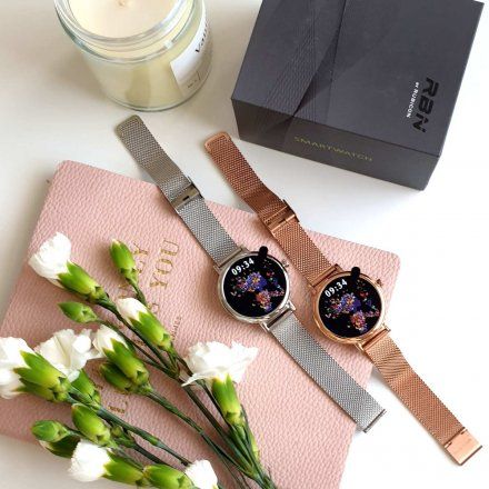 Srebrny smartwatch damski Rubicon RNBE64 SMARUB050