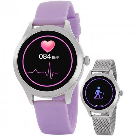 Srebrny Smartwatch Marea B59005-4 bransoletka + fioletowy pasek