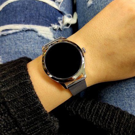 Srebrny Smartwatch Marea B59005-4 bransoletka + fioletowy pasek