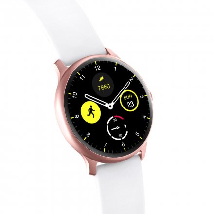 Smartwatch z białym paskiem G.Rossi G.RSWSF1 Kompas Kroki Puls