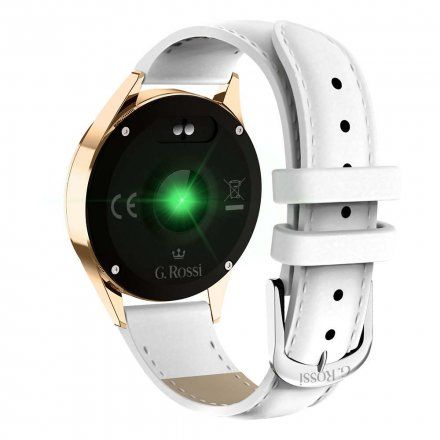 Złoty smartwatch damski G.Rossi + biały pasek GRSWBF2-4D1-1