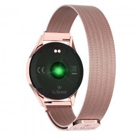 Różowozłoty smartwatch damski G.Rossi + biały pasek GRSWBF2-4D2-1