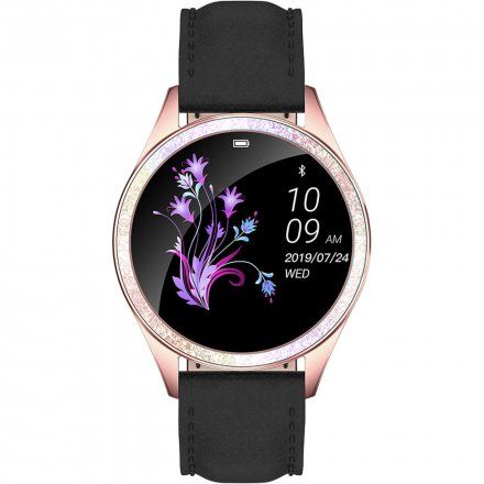 Różowozłoty smartwatch damski G.Rossi + czarny pasek GRSWBF2-4D2-2