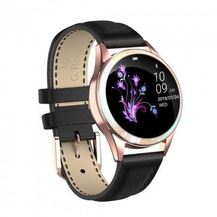 Różowozłoty smartwatch damski G.Rossi + czarny pasek GRSWBF2-4D2-2