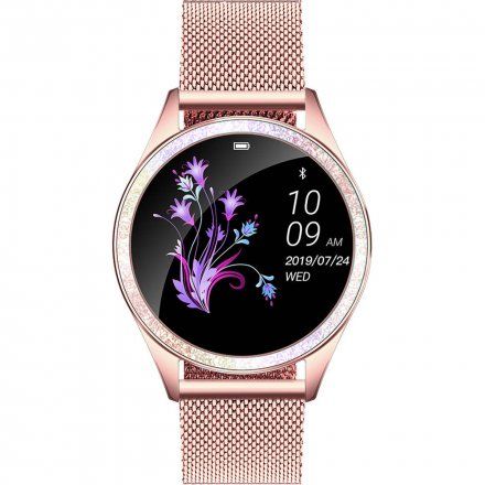 Różowozłoty smartwatch damski G.Rossi + czarny pasek GRSWBF2-4D2-2