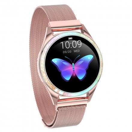 Różowozłoty smartwatch damski G.Rossi + czarny pasek GRSWBF2-4D2-2