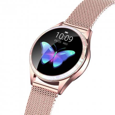 Różowozłoty smartwatch damski G.Rossi + czarny pasek GRSWBF2-4D2-2