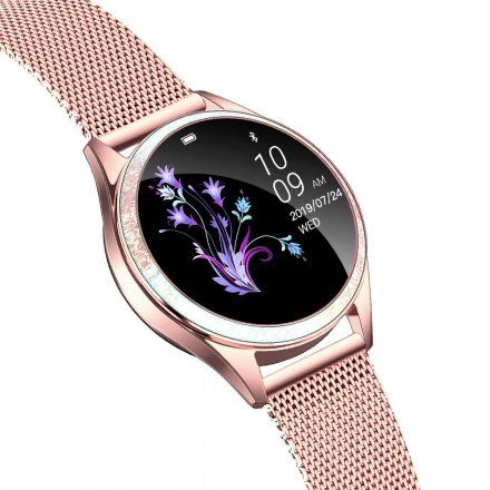 Różowozłoty smartwatch damski G.Rossi + czarny pasek GRSWBF2-4D2-2