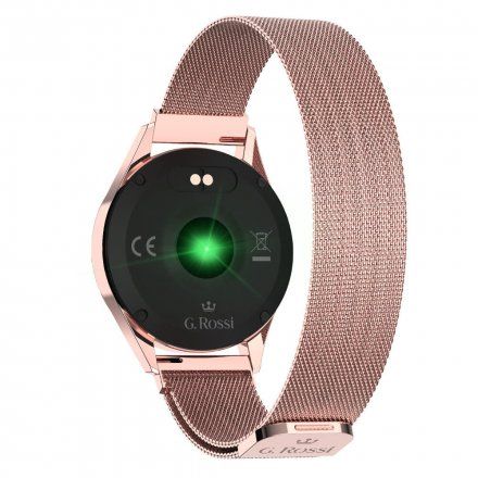 Różowozłoty smartwatch damski G.Rossi + czarny pasek GRSWBF2-4D2-2