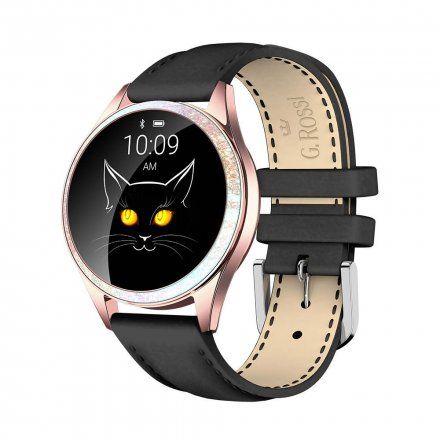 Różowozłoty smartwatch damski G.Rossi + czarny pasek GRSWBF2-4D2-2