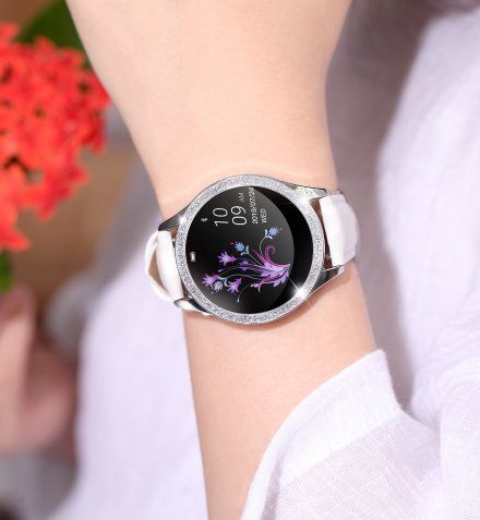 G.Rossi GRSWBF2 srebrny smartwatch biały pasek Puls Kroki Ciśnienie