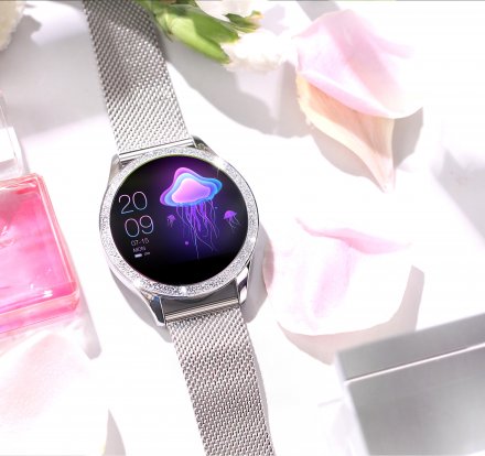 G.Rossi GRSWBF2 srebrny smartwatch czarny pasek Puls Kroki Ciśnienie