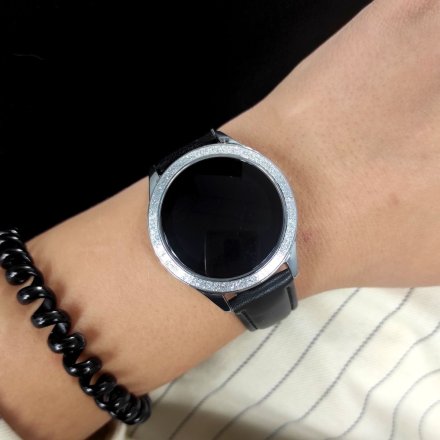 G.Rossi GRSWBF2 srebrny smartwatch czarny pasek Puls Kroki Ciśnienie