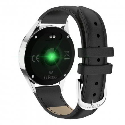 G.Rossi srebrny smartwatch czarny pasek Puls Kroki Ciśnienie G.RSWBF2-3C1-2