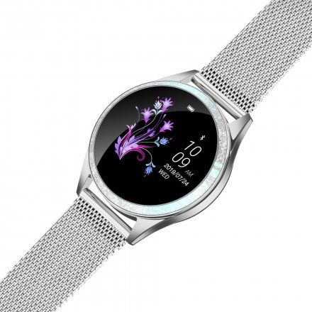 Srebrny smartwatch damski G.Rossi + czarny pasek GRSWBF2-3C1-2