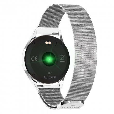 G.Rossi GRSWBF2 srebrny smartwatch czarny pasek Puls Kroki Ciśnienie