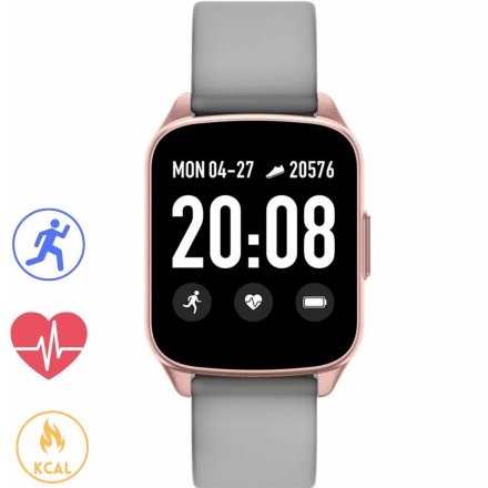 Szary prostokątny smartwatch G.Rossi SW009-7 Puls Ciśnienie Tlen Kroki