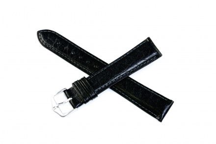 Czarny pasek skórzany 17 mm HIRSCH Camelgrain 01009050-1-17 (L)